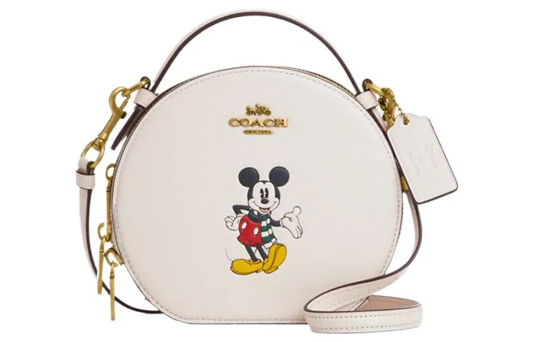 COACH Collaboration Canteen Cow Leather Shoulder Bag, Crossbody Bag Handbags Small Women's Milk White