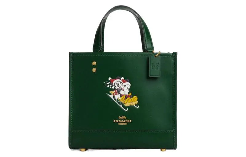 COACH Dempsey Leather Sheet Music Bag, Tote Bag, Shopping Bag, Shoulder Bag, Crossbody Bag, Handbag Small Women's Green