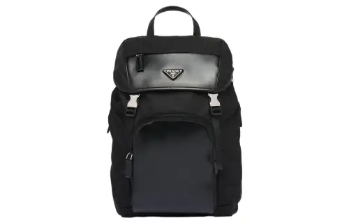 PRADA Fabric With Leather Backpack Regular Men's Black