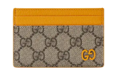 GUCCI Canvas With Leather Card Holder Regular Men's Yellow/Brown