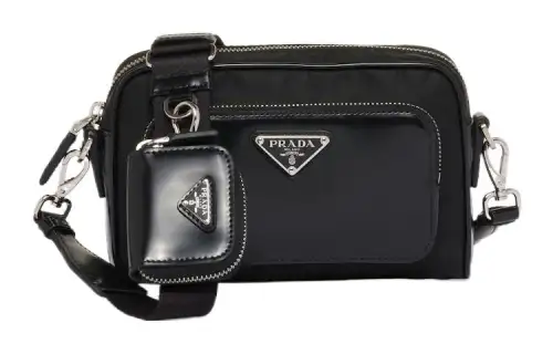 PRADA Fabric With Leather Crossbody Bag, Shoulder Bag Men's Black