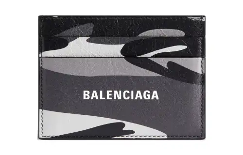 Balenciaga Crush Sheepskin Card Holder Men's Gray/White