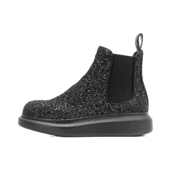 Alexander McQueen Glitter Detail Ankle Boots 'Black' Women's