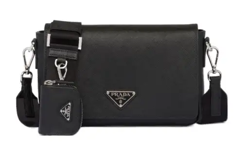 PRADA Saffiano Leather Crossbody Bag, Shoulder Bag Regular Men's Black
