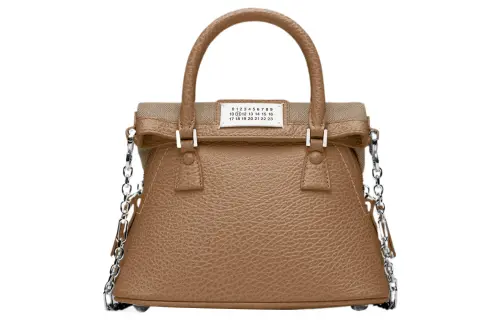 Maison Margiela 5AC Grain Calfskin Shoulder Bag, Crossbody Bag, Handbag Extra Mini Women's Camel