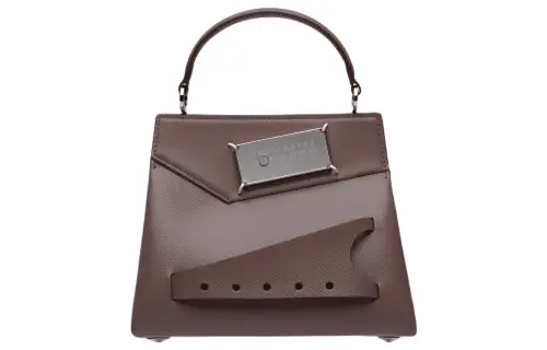 Maison Margiela Grain Calfskin And Smooth Calfskin Shoulder Bag, Crossbody Bag, Handbag Small Women's Dark Purple