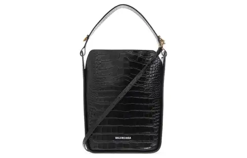 Balenciaga Magnetic Closure Leather ABS Shoulder Bag Regular Unisex Black