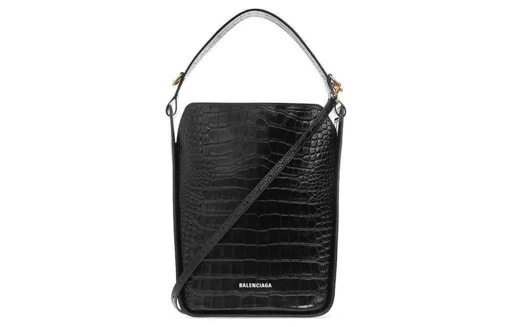 Balenciaga Magnetic Closure Leather ABS Shoulder Bag Regular Unisex Black