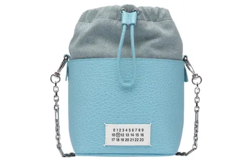 Maison Margiela 5AC Grain Calfskin Bucket Bags Crossbody Bag, Shoulder Bag Women's Light Blue