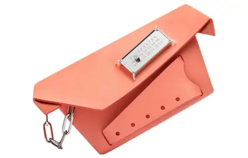 Maison Margiela Snatched Calfskin Chain Bag, Crossbody Bag, Shoulder Bag Small Women's Light Orange
