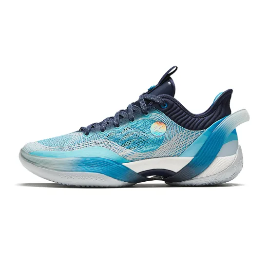 Anta Three point Rain1.0 Cushioning Wear Resistant Low Top Basketball Shoes Men's Water Rhyme Blue