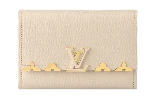 LOUIS VUITTON Cow Leather Wallet Regular Women's White