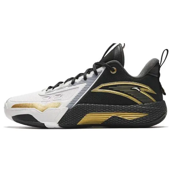 ANTA Quick Battle 5 Basketball Shoes Men Mid-Top ANTA White/Black/Metal Gold