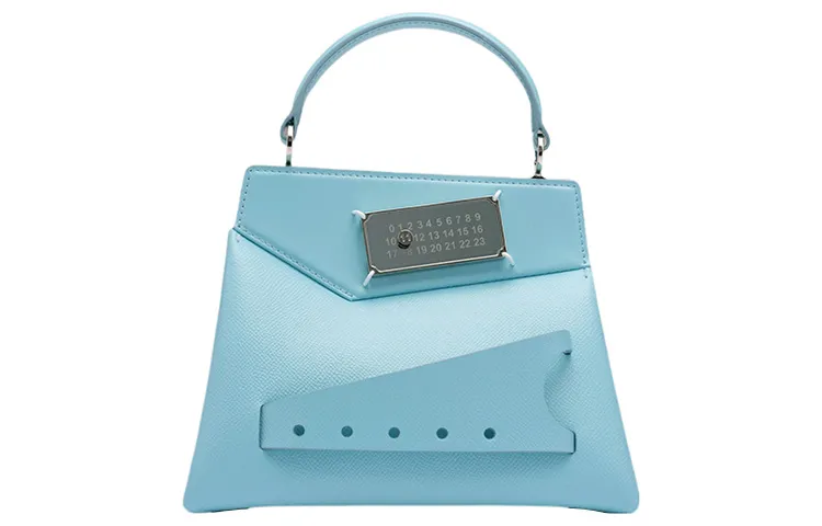 Maison Margiela Snatched Grain Calfskin One Shoulder Crossbody Handbags Women's Light Blue