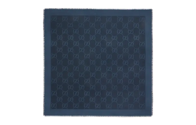 GUCCI Gg Jacquard Silk Wool Shawl