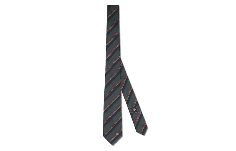 GUCCI Mulberry Silk Ties Men's Dark Gray
