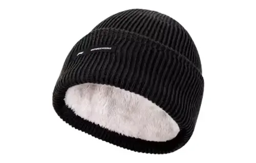 Li Ning Logo Embroidery Fleece Lined Decoration Acrylic Beanies Unisex Black