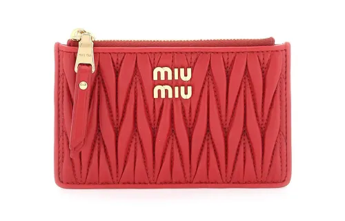 MIU MIU Matelassé Leather Wallet Women's Red