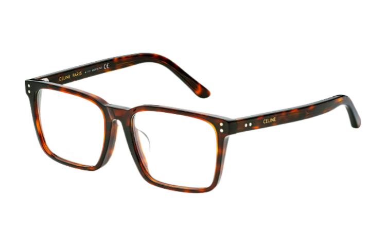 CELINE Metal Plastic Square Eyeglass Frames Unisex Tortoiseshell
