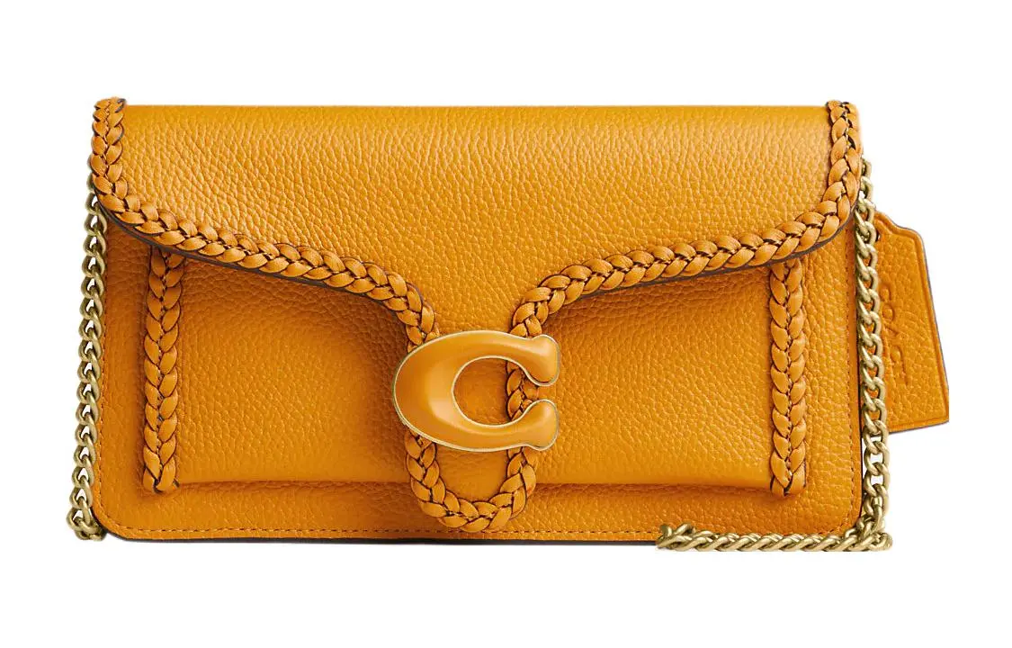 COACH Tabby Leather With Calfskin Messenger Bag, One Shoulder Clutch Small Women's Orange