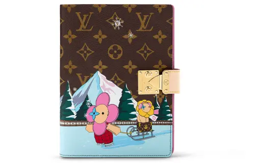 LOUIS VUITTON Paul Notebook Cover Ice Skating Xmas Pink