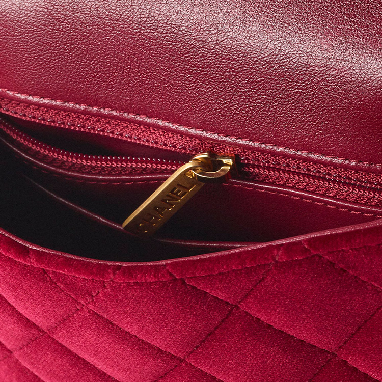 Женская сумка Chanel Velvet Flap Bag (бордовая) — фото 3