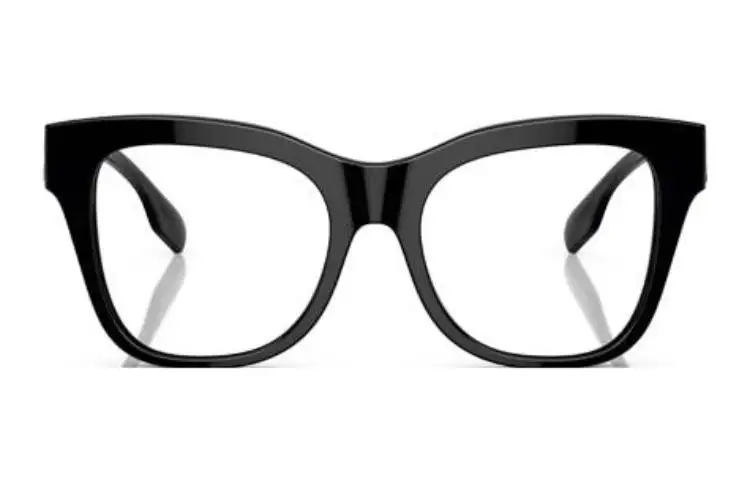 Burberry Plastic Irregular Shape Eyeglass Frames Men's Black