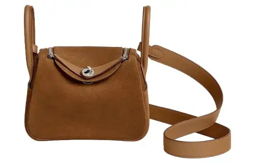 HERMES Lindy Grizzly & Swift Calfskin Handbag 19 Women's Brown