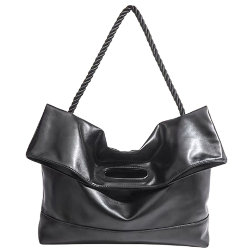 NOMK Pu Tote Bag, Shopping Bag, Crossbody Bag, Shoulder Bag Large Women's Black/Brown