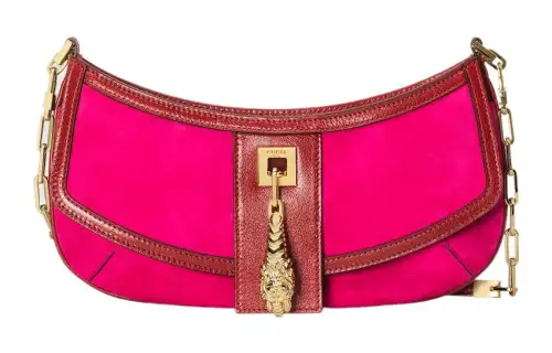 GUCCI Suede With Leather Handbag, Shoulder Bag Women's Pink