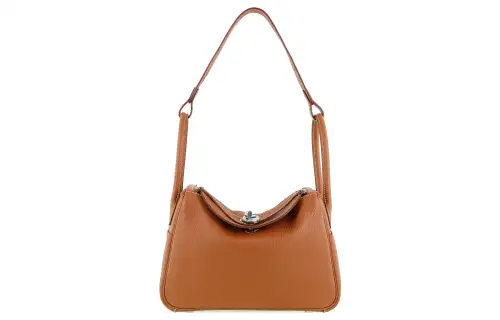 HERMES Lindy Taurillon Clemence Cow Leather Handbag Regular 26 Women's 37 Gold Brown