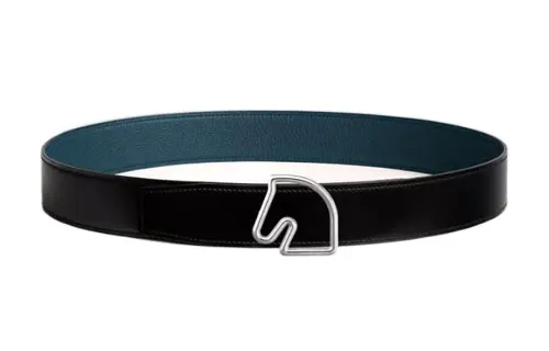HERMES Tete De Cheval Calfskin Leather Belts Men's Width 3.8cm