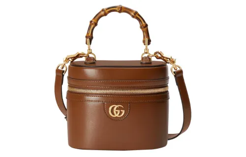 GUCCI Leather Handbag, Shoulder Bag, Crossbody Bag Mini Women's Brown