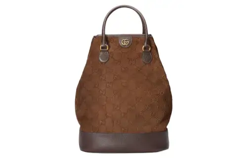 GUCCI Suede With Leather Travel Bag Handbag Women's Brown