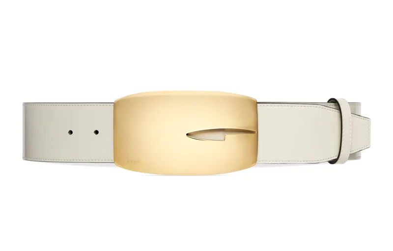 GUCCI Patent Leather Belts Women's White Width 5cm