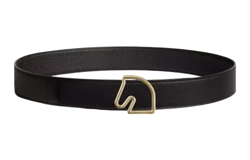 HERMES Tete De Cheval Leather Belts Men's Width 3.8cm