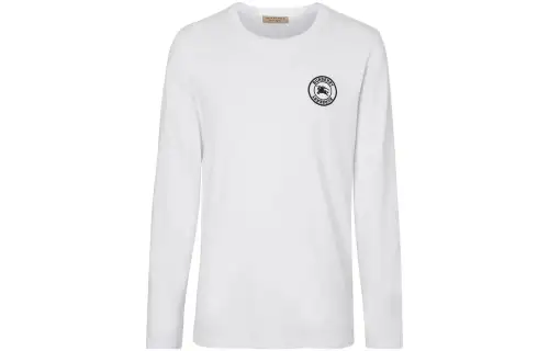 Burberry Embroidered Logo Cotton Long Sleeve T shirt