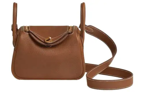 HERMES Lindy Barenia Faubourg Calfskin Handbag 19 Women's 34 Fauve Light Tawny