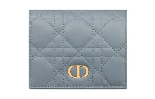 DIOR Caro Calfskin Wallet Mini Women's Blue