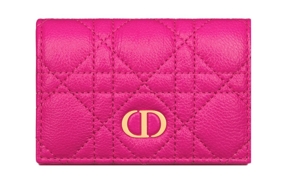 DIOR Caro Soft Calfskin Wallet Extra Small Women's Rose Red