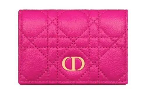 DIOR Caro Soft Calfskin Wallet Extra Small Women's Rose Red