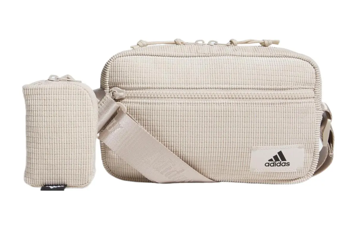 Adidas Recycled Polyester Crossbody Bag, Shoulder Bag Unisex Ecru