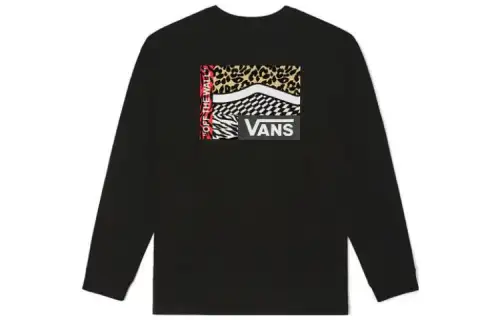 Vans T Shirts Unisex Black Crew Neck Moderate Straight Fit