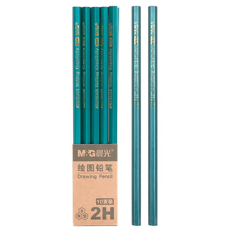 Morning Light M&G wooden pole, anti-break core hexagonal pen holder, classic green pole, art sketch drawing, wooden stationery, pencil