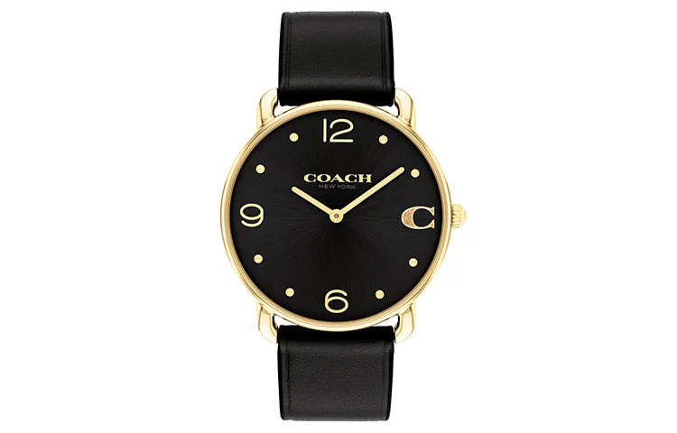 COACH ELLIOT Wrist Watches Quartz Movement Cow Leather Strap 36mm Black Dial Women's Watch