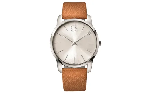 CALVIN KLEIN City Collection Wrist Watches Quartz Movement Leather Strap 43mm Silver Dial Men's Watches