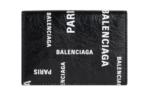 Balenciaga Allover Logo Printed Coin Mini Wallet