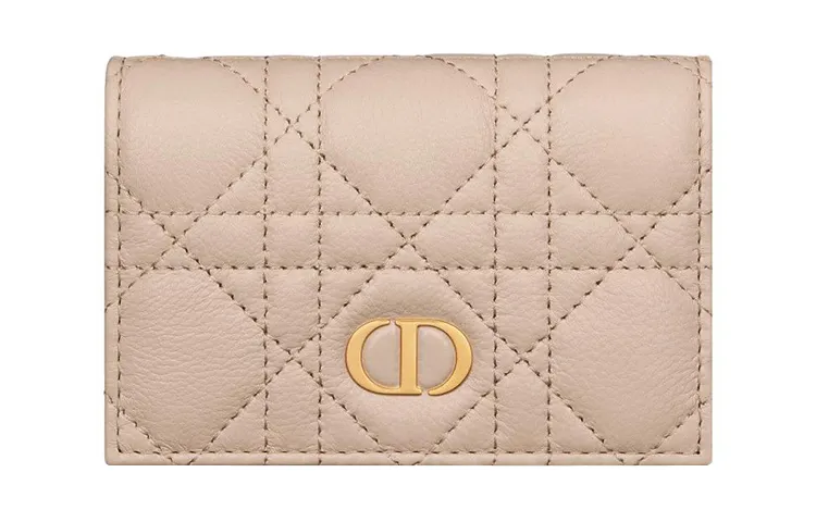 DIOR Caro Calfskin Wallet Extra Small Women's Caramel Beige