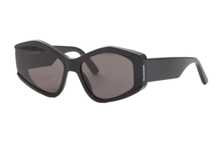 Balenciaga Balenciaga Solid Color Wide Temple Plastic Irregular Shape Sunglasses Men's Black