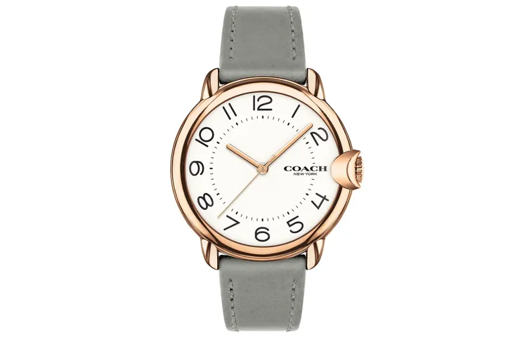 COACH Arden Collection Wrist Watches Quartz Movement Leather Strap 36mm White Dial Women's Watch 30m Water Resistant